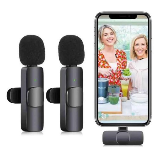 K9 Wireless Dual Microphone Professional Lapel Lavalier Microphone Remove Noise For Typ c