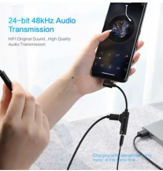 Type C 114mm Splimtter Adapter For Both 3.5m Earphone Jack & Charging Adapter Converter Connector Type C OTG Type C Cable Converter Type C Charger Converter Type C Audio Converter Adapter
