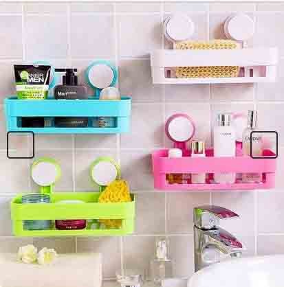 New Bathroom Corner Shelf Suction Rack Organizer Cup Storage Shower Wall Basket